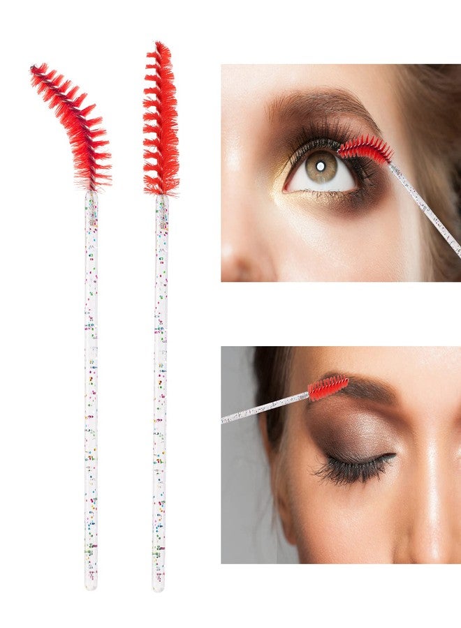 BTYMS 100 Pieces Disposable Mascara Wands Lash Spoolies Eyelash Brush Brow Spoolies Eyebrow Brush for Eyelash Extensions - Red - Image 5